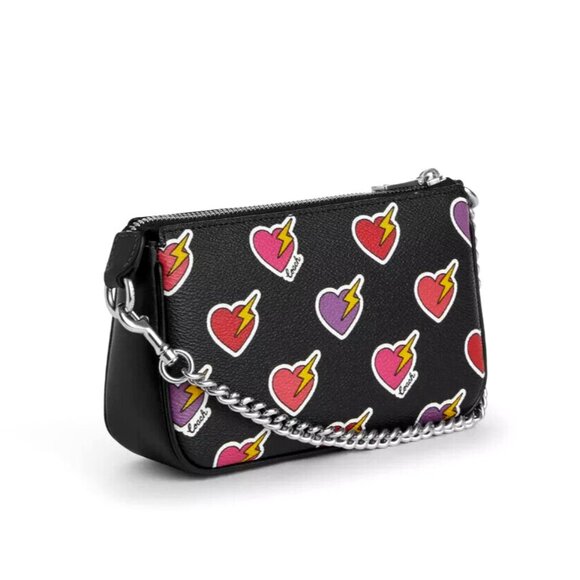 New Coach CW452 Nolita 19 With Heart Bolt Print Black Multi - Picture 3 of 5